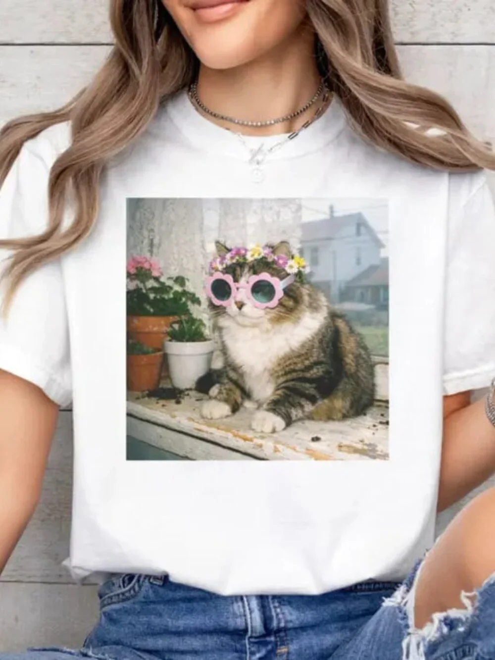 Funny Easter Cat Shirt, Floral Cat Tee, Cute Easter Cat Lover Gift - Picture 1 of 4